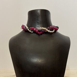 Twisted Pearl and Bead Necklace